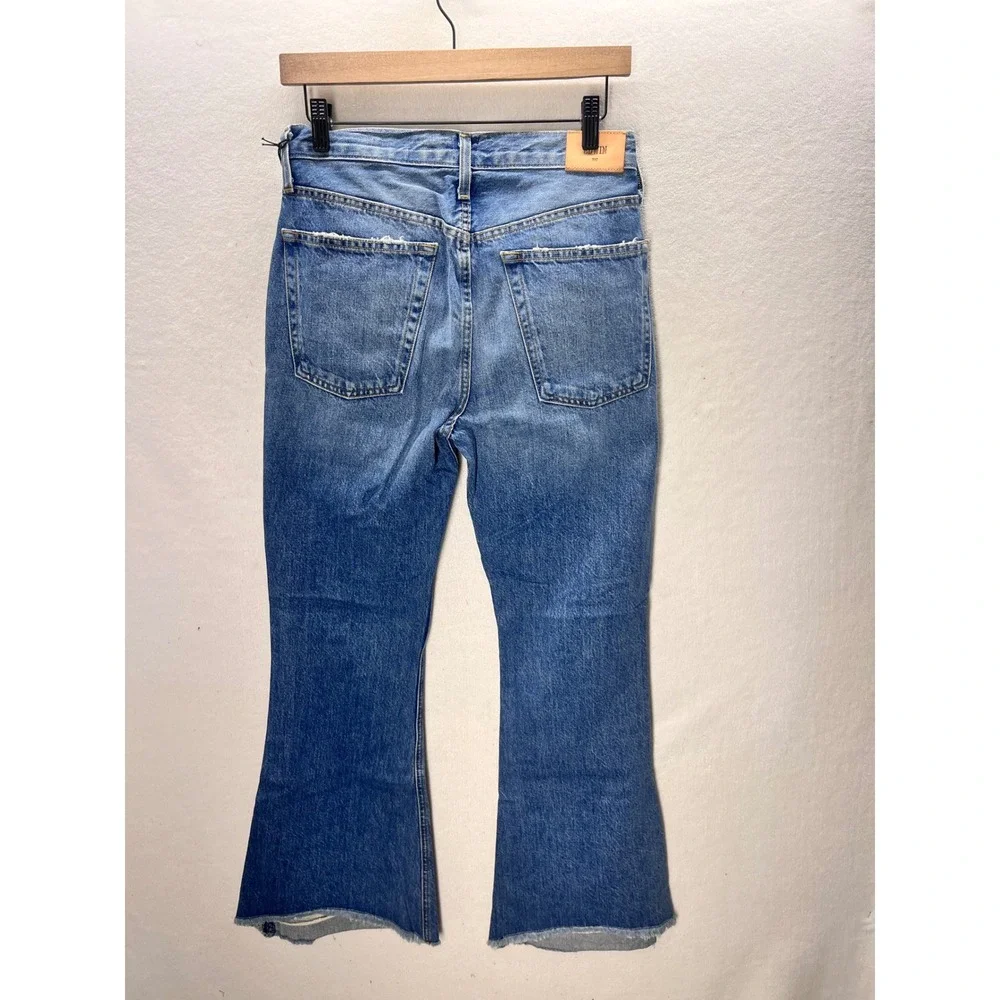 EDWIN Chrissy Wide Flare Jeans Womens 28 Blue NWT High Rise Raw Hem‎ 3375
